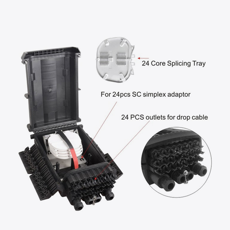 T6-088-B 96 Core Fiber Optic Splice Close / 24 Core FTTH BOX